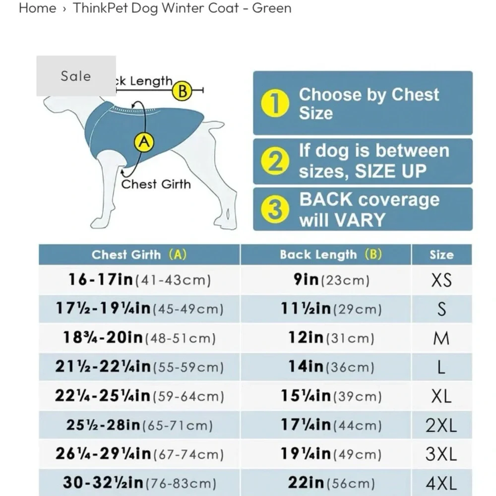 Think! Reversible Dog Winter Coat - Green